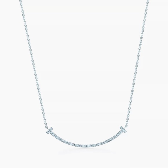 Tiffany & Co. Jewelry - Tiffany & Co. NIB new Tiffany T Smile Pendant in white gold with diamonds small